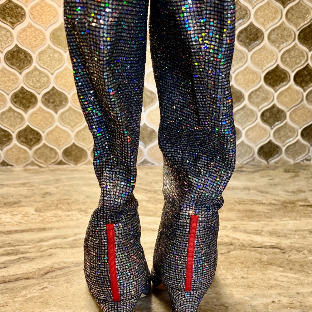 SJP by Sarah Jessica Parker Silver Glitter Knee-High Boots - Picture 5 of 8